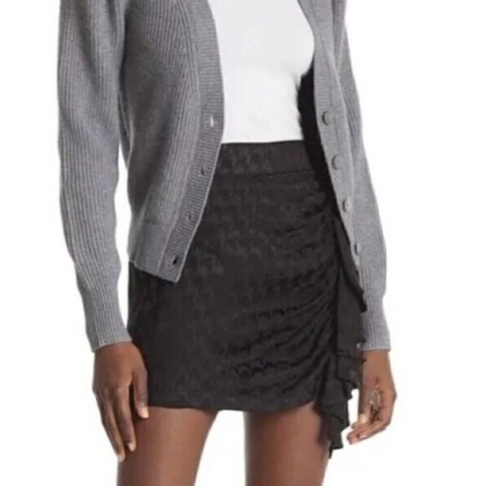 Laundry by Shelli Segal Sz S Black Ruffled Houndstooth Faux Wrap Skort NWT NEW